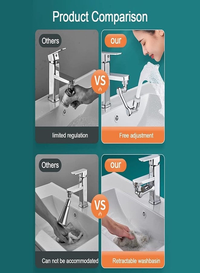 COSWARE 1080° Swivel Faucet Aerator Rotatable Multi-Functional Extension, Extender for Taps, Kitchen Sink With 2 Modes Splash Extension Filter - Image 3